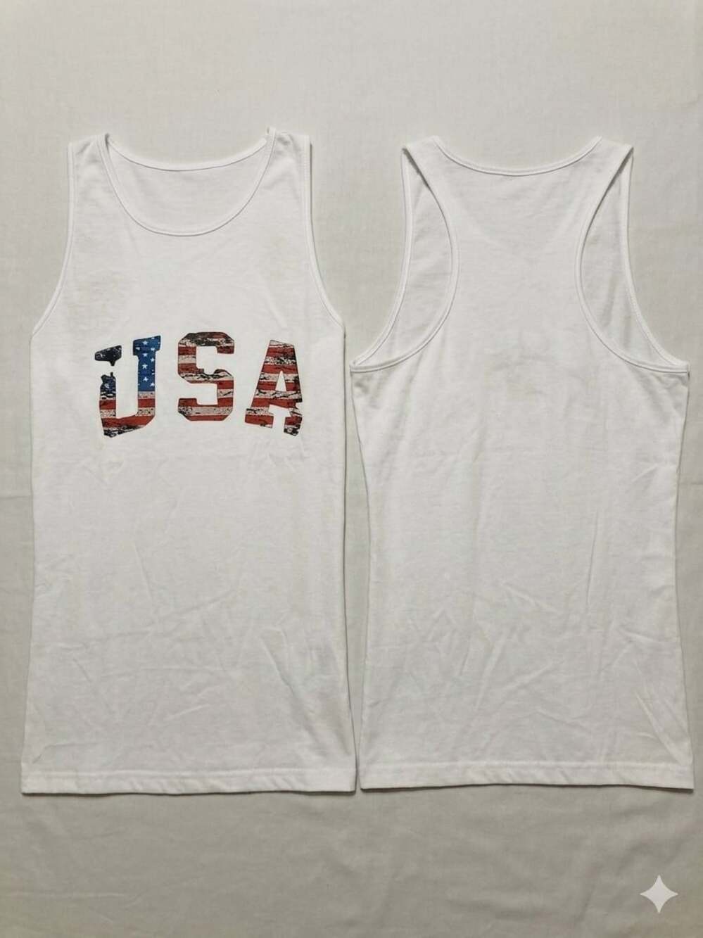 USA Graphic Racerback Tank Top White Women's Size M